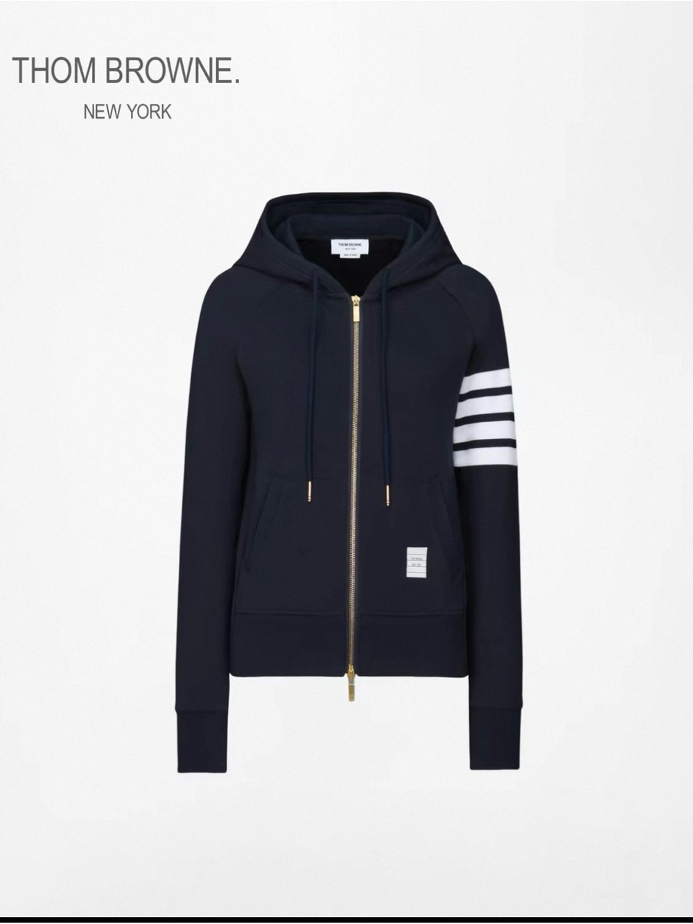 Thom Browne Classic Zip-Up Hoodie in Navy
